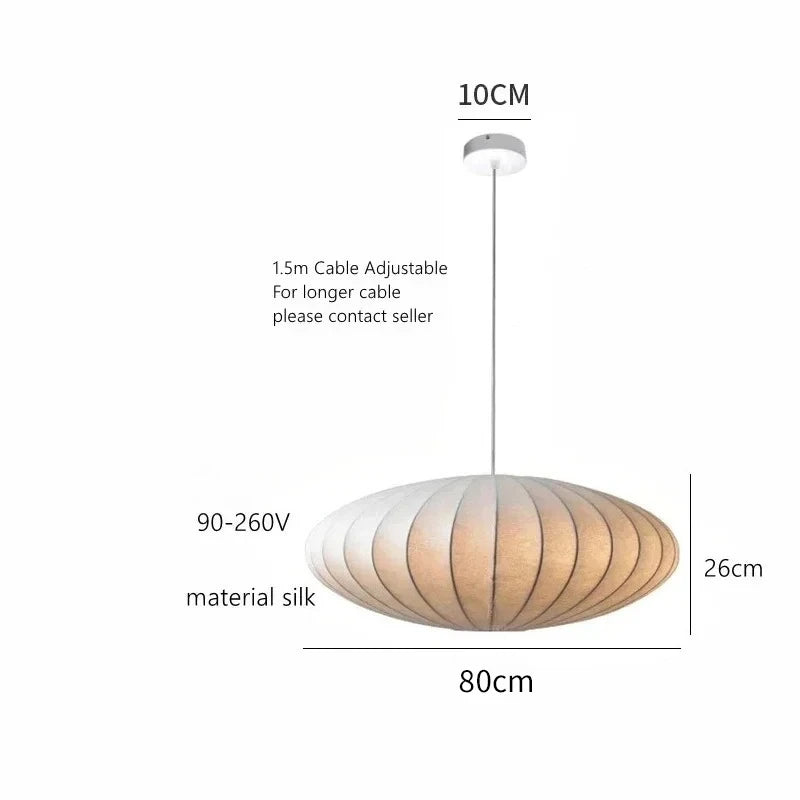 Japanese Style Silk Pendant Light